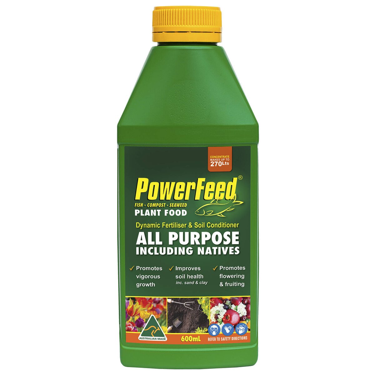 Powerfeed Liquid Fertiliser Concentrate 600ml - Brown - Soil Health - SuperSaverAU - view 1