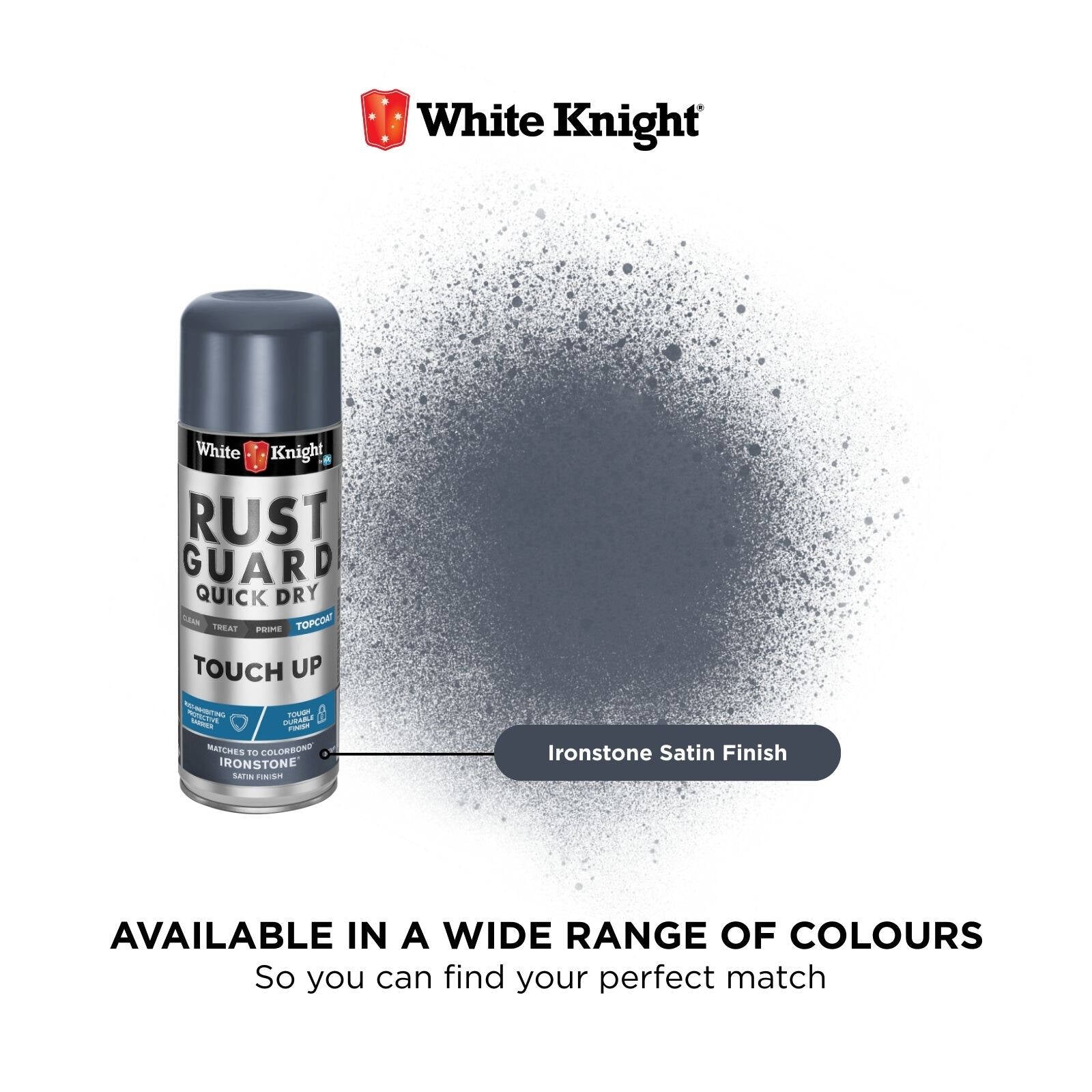 White Knight Rust Guard Touch Up Spray Paint 300g Ironstone Satin