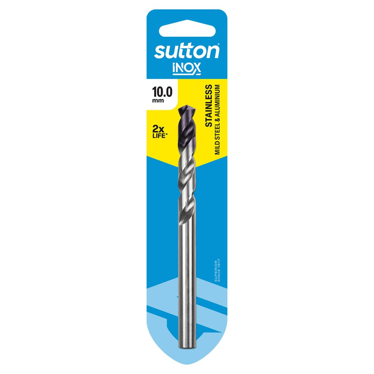 Sutton Tools 10.0mm INOX Stainless Steel Jobber Drill Bit, M2 HSS, 63mm Drilling Depth