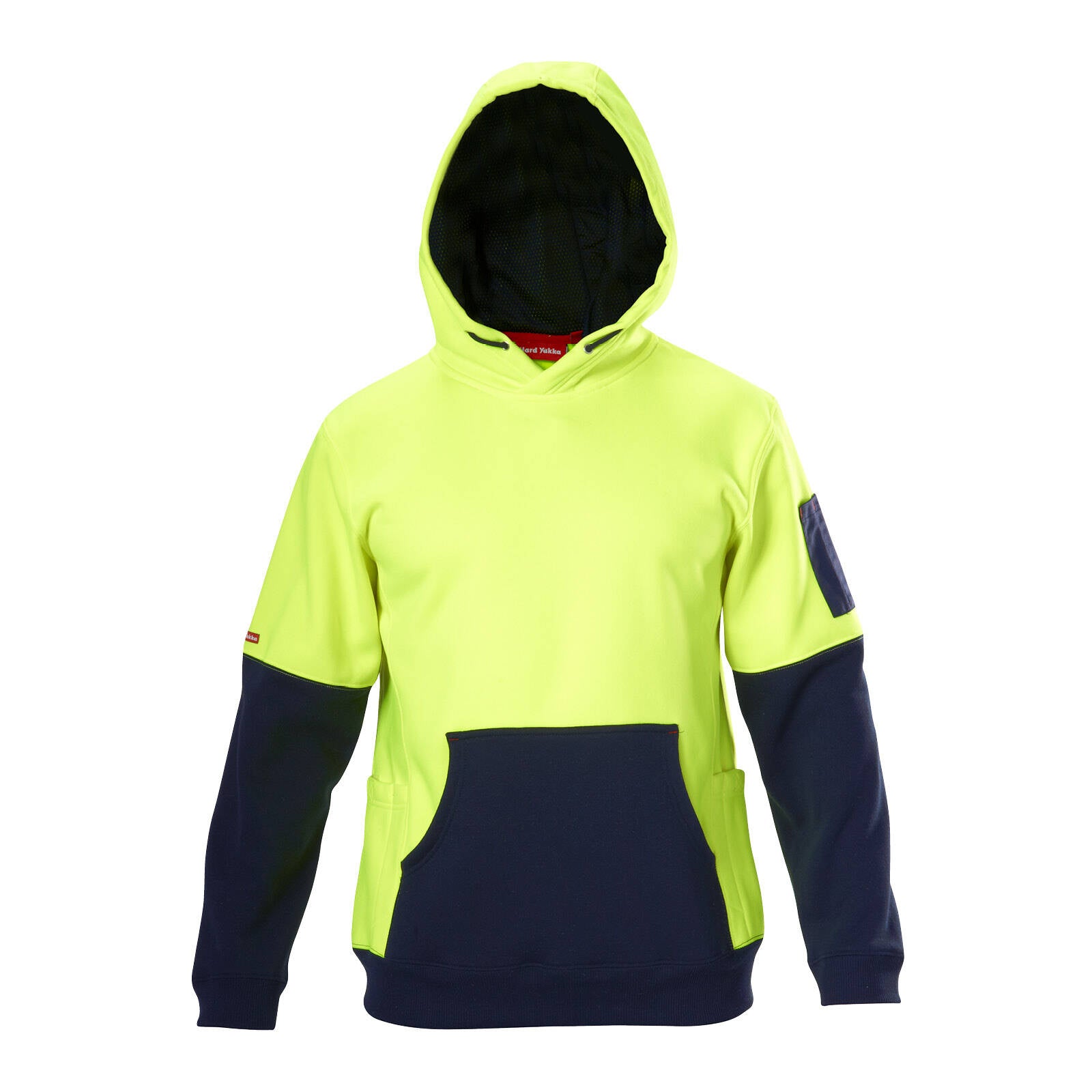 Hard Yakka Yellow/Navy Hi Vis Brushed Fleece Hoodie Size M