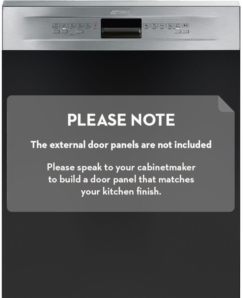 Smeg Semi Integrated Dishwasher - 14 Place Settings, Stainless Steel Finish, 5 Programs - DWAI6214X