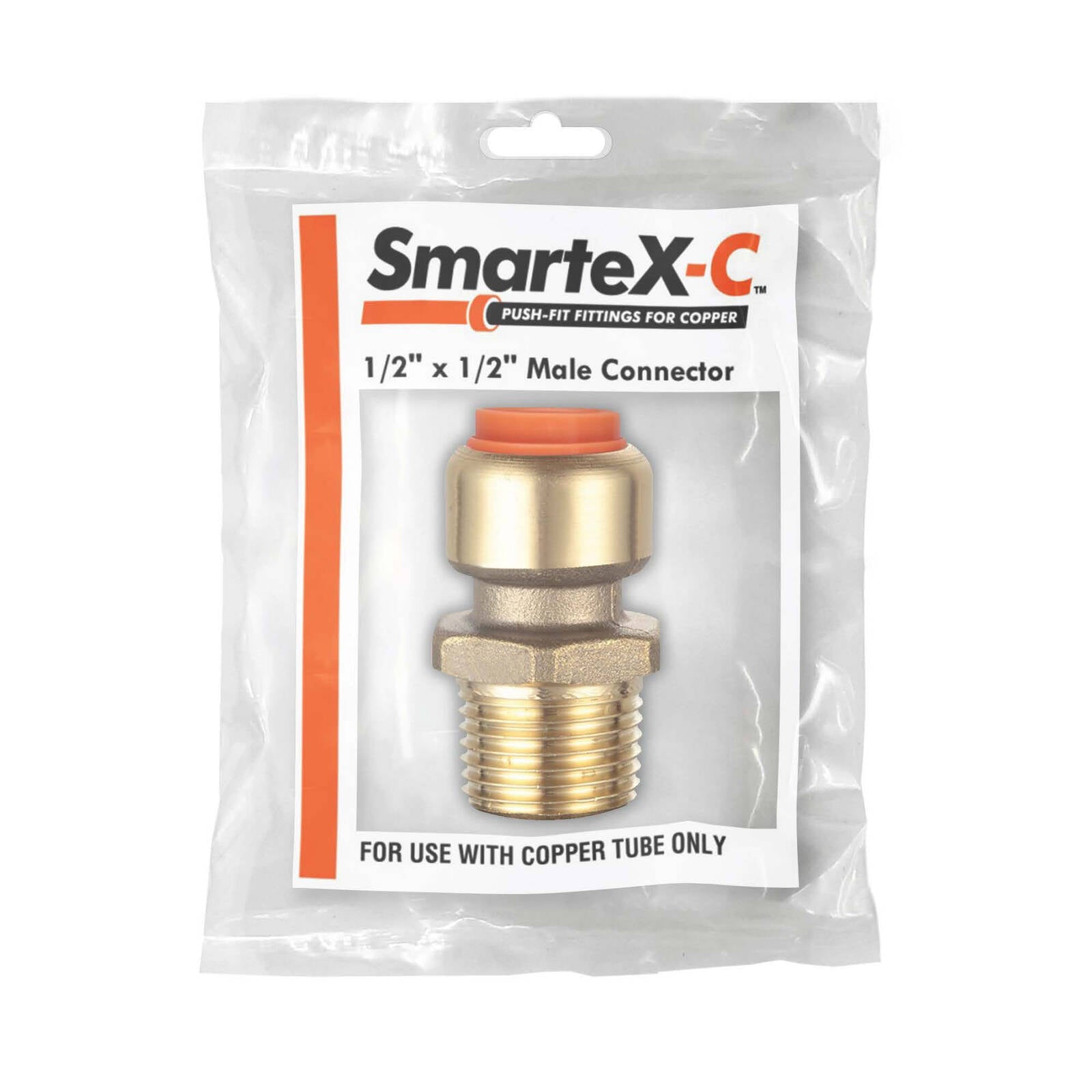 SmarteX-COPPER 15 x 15mm Push-Fit Male Connector - Lead Free Brass