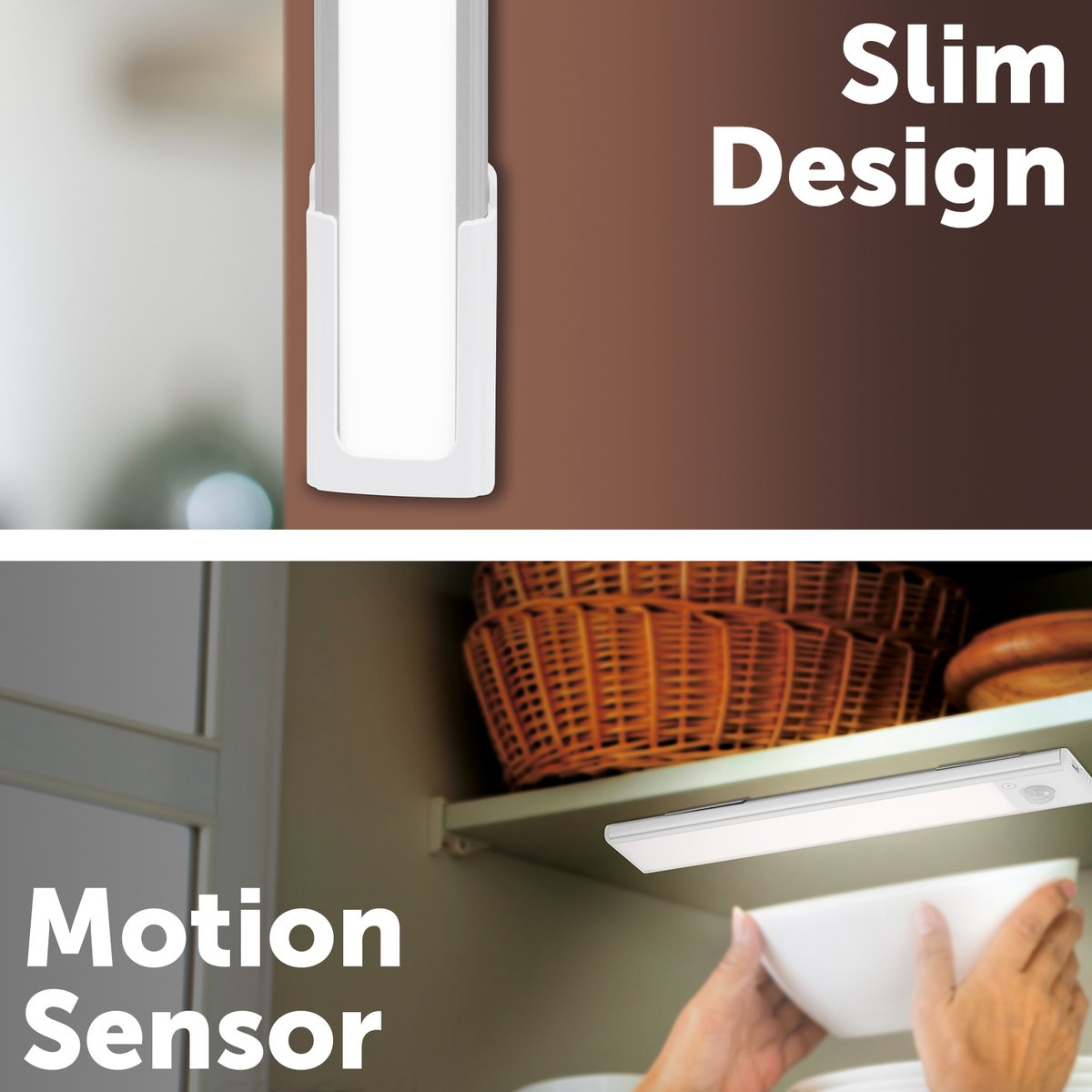 Arlec 20cm CCT Sensor Bar Light, Cordless Aluminium, Motion Sensor, Indoor UC532