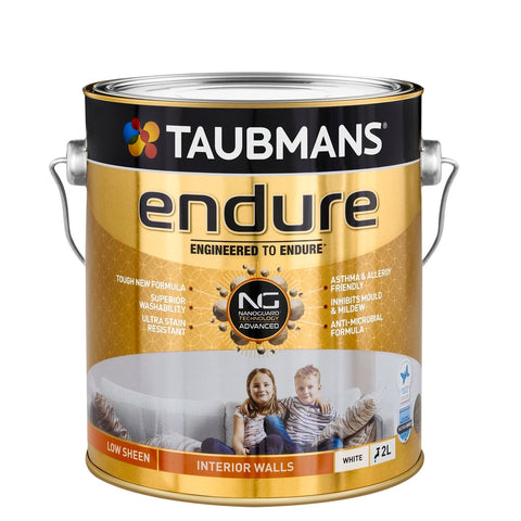 Taubmans 2L Low Sheen Endure Interior Walls Paint - White - Stain Resistant - SuperSaverAU - view 1