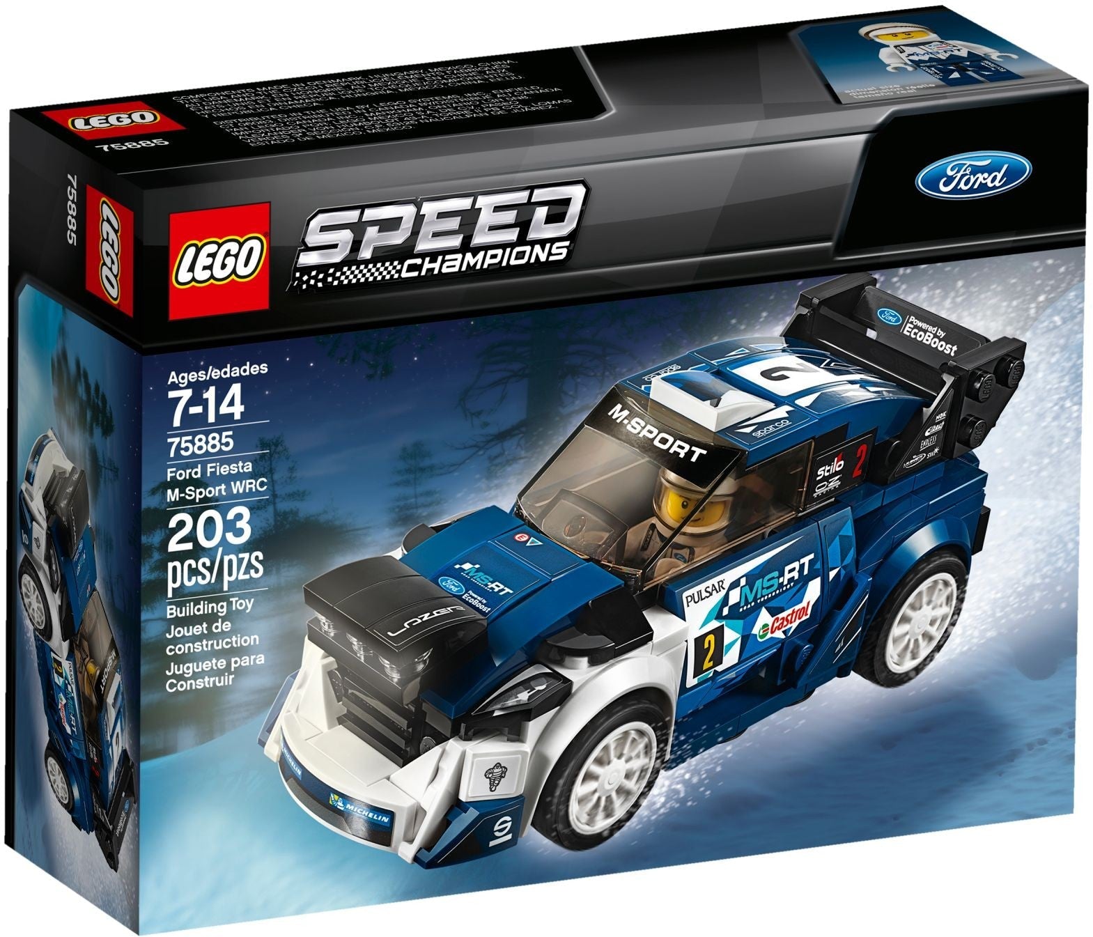 LEGO 75885 Ford Fiesta M-Sport WRC Rally Car Model Kit - SuperSaverAU - view 1