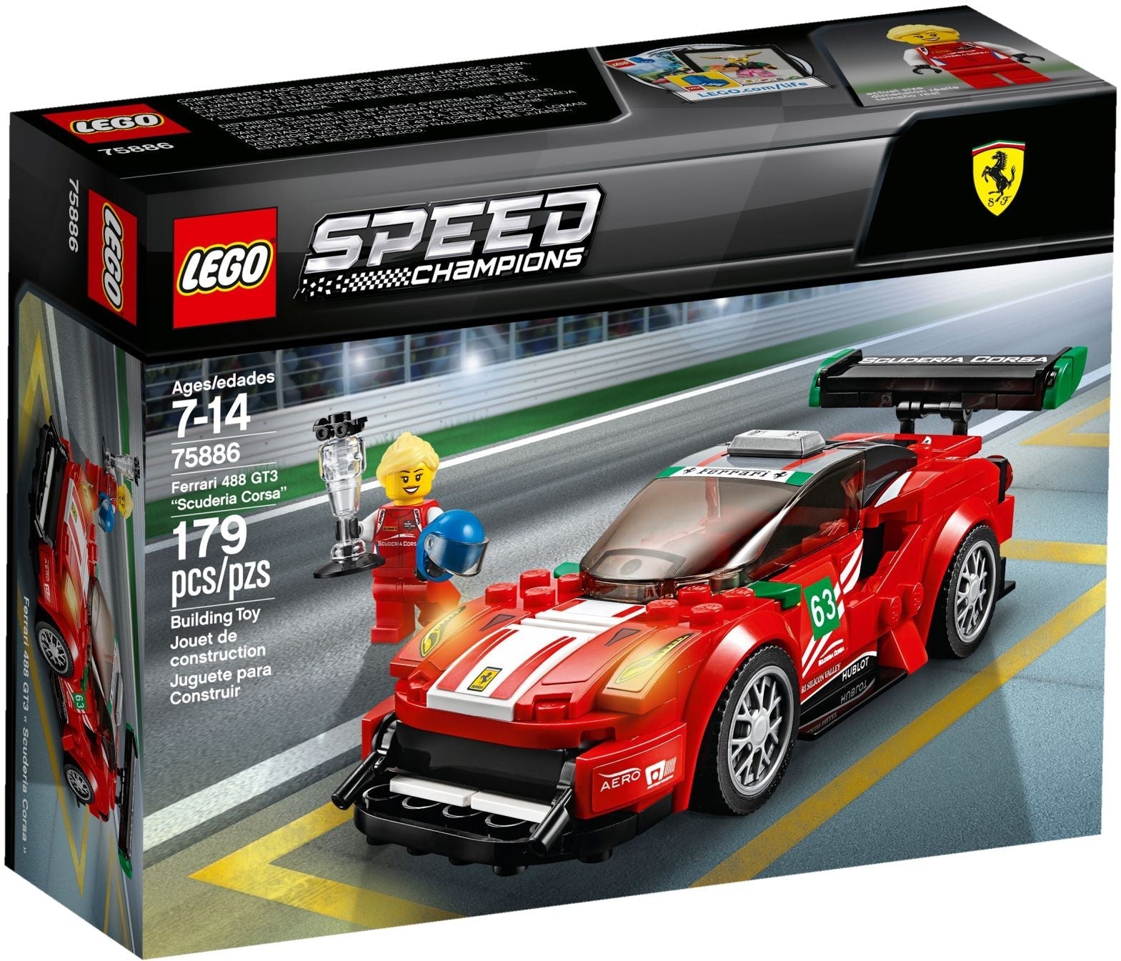 LEGO 75886 Ferrari 488 GT3 Scuderia Corsa Race Car Building Kit - SuperSaverAU - view 1