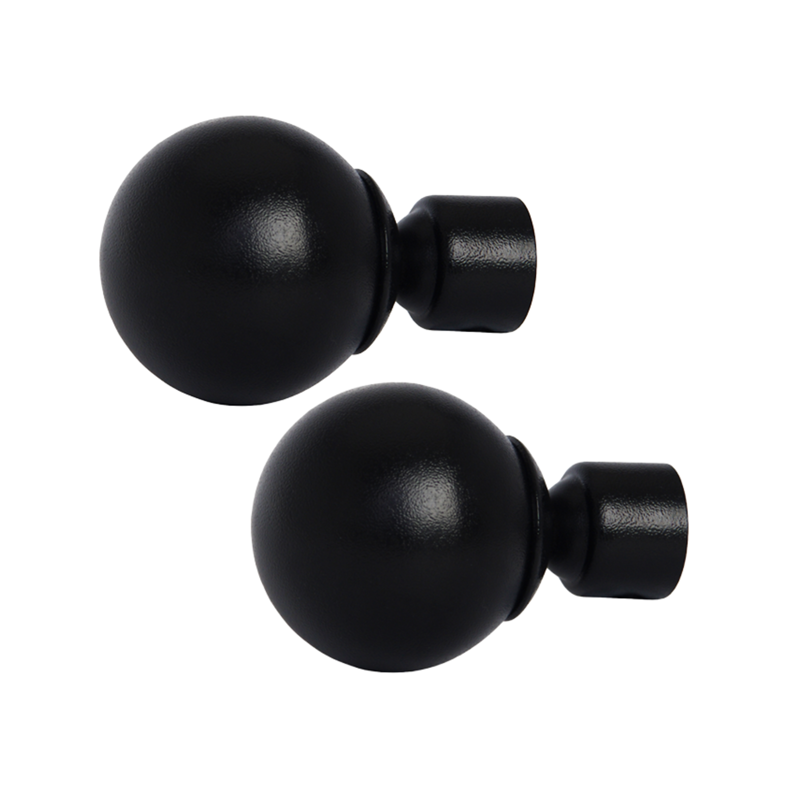Pillar 58mm Black Aluminium Ball Finial Suits 25mm Curtain Rod 2 Pack