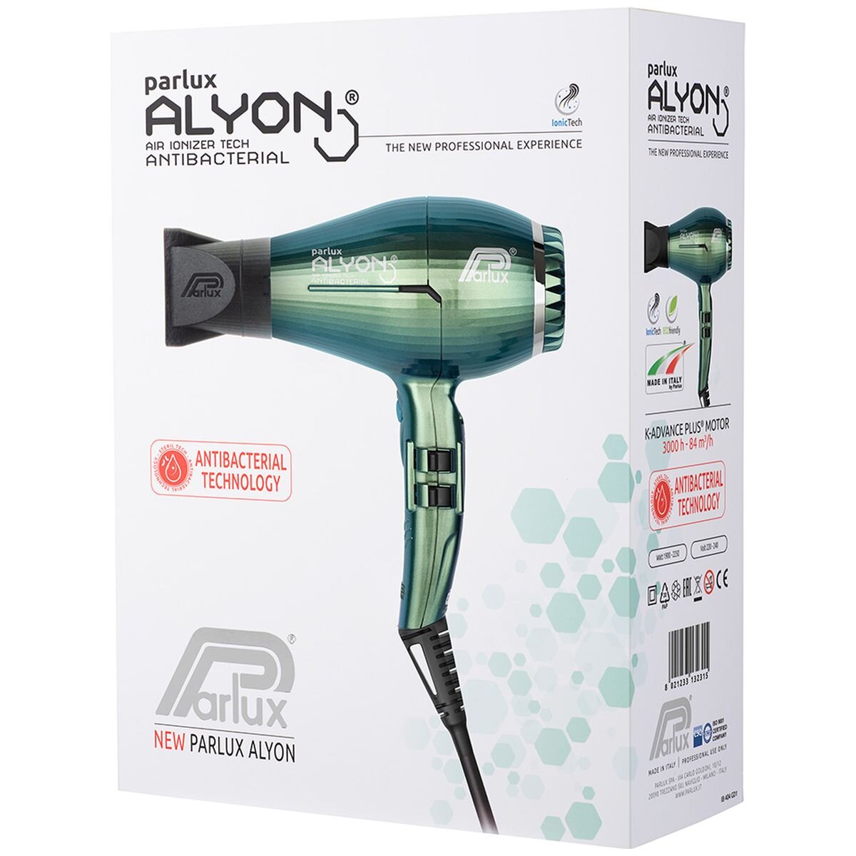 Parlux Alyon Air Ionizer Hair Dryer 2250W - Jade - Lightweight and Balanced - 150129