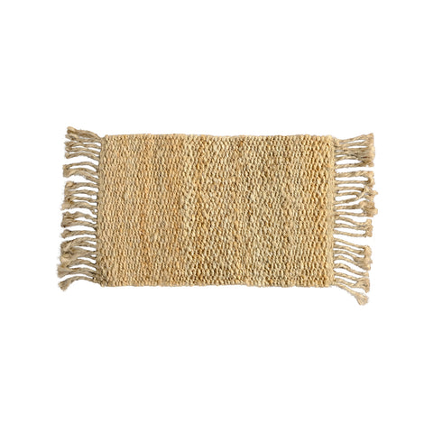 Frilled Jute Fibre Woven Indoor Door Mat 40 x 60cm Brushed Finish