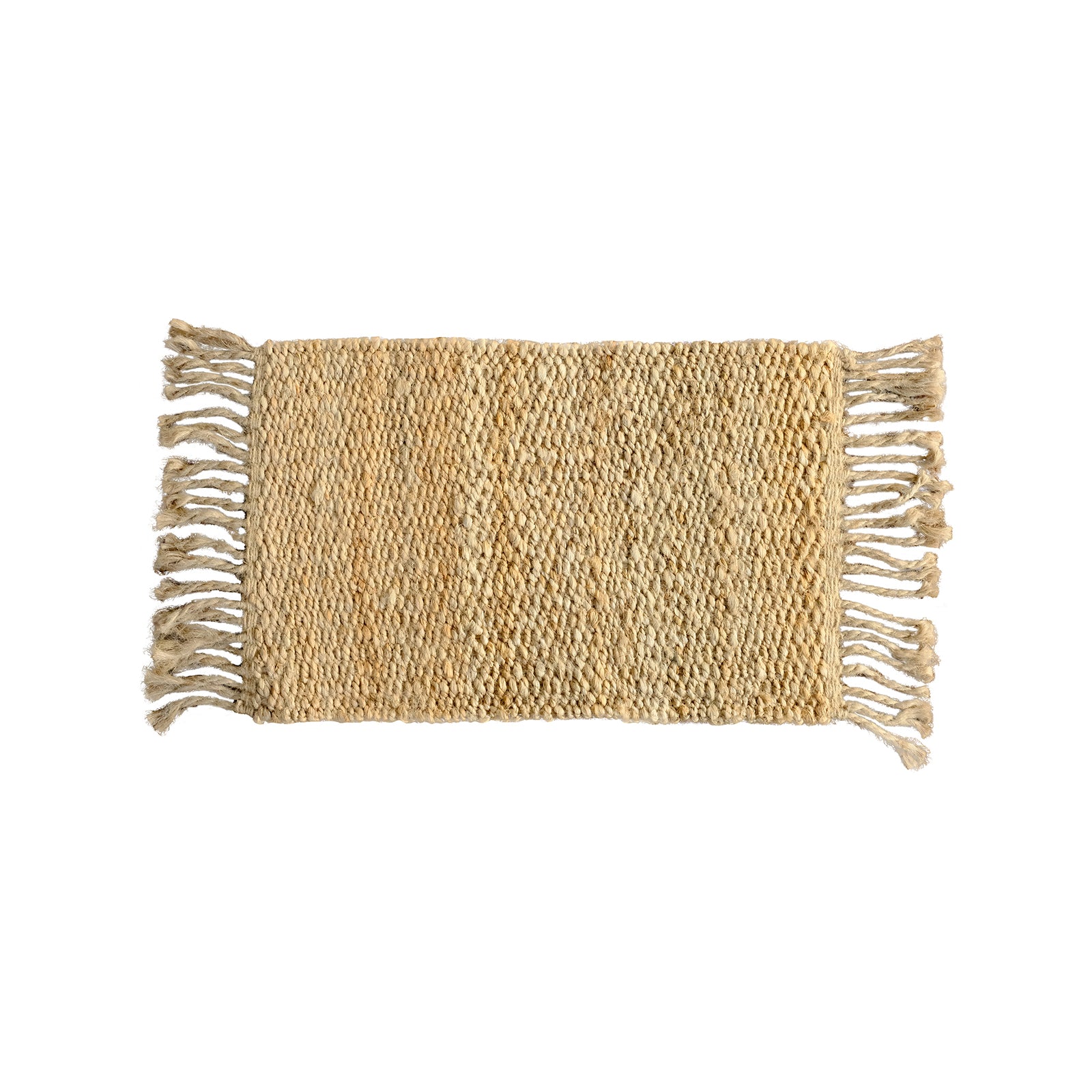 Frilled Jute Fibre Woven Indoor Door Mat 40 x 60cm Brushed Finish