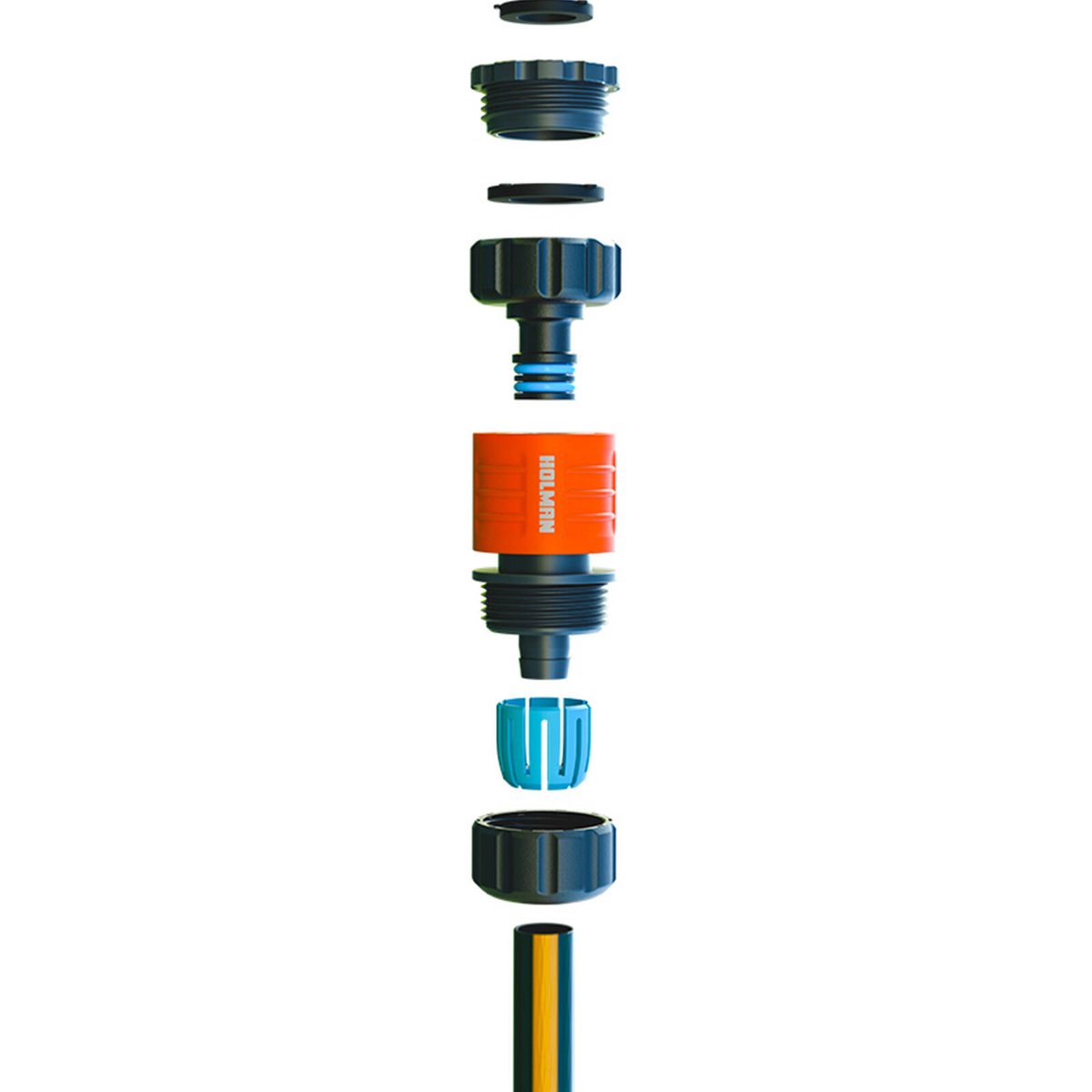Holman 12mm Grip n Lock Hose Connector - Snap-On Plastic, Outdoor