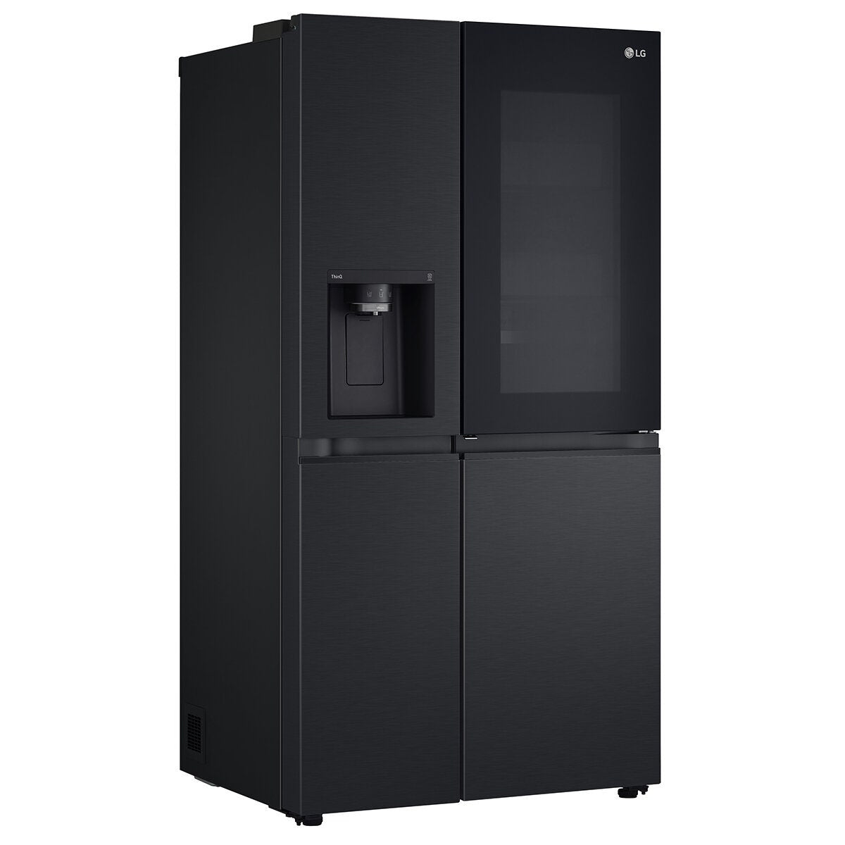 LG 635L Side by Side InstaView Fridge Freezer - Matte Black with Plumbed Ice and Water - GS-V600MBLC