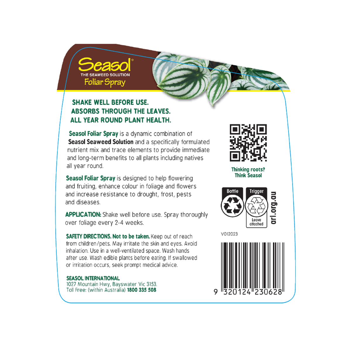 Seasol 750ml Foliar Spray, Ready To Use Seaweed Leaf Feed, Safe for Vegetables