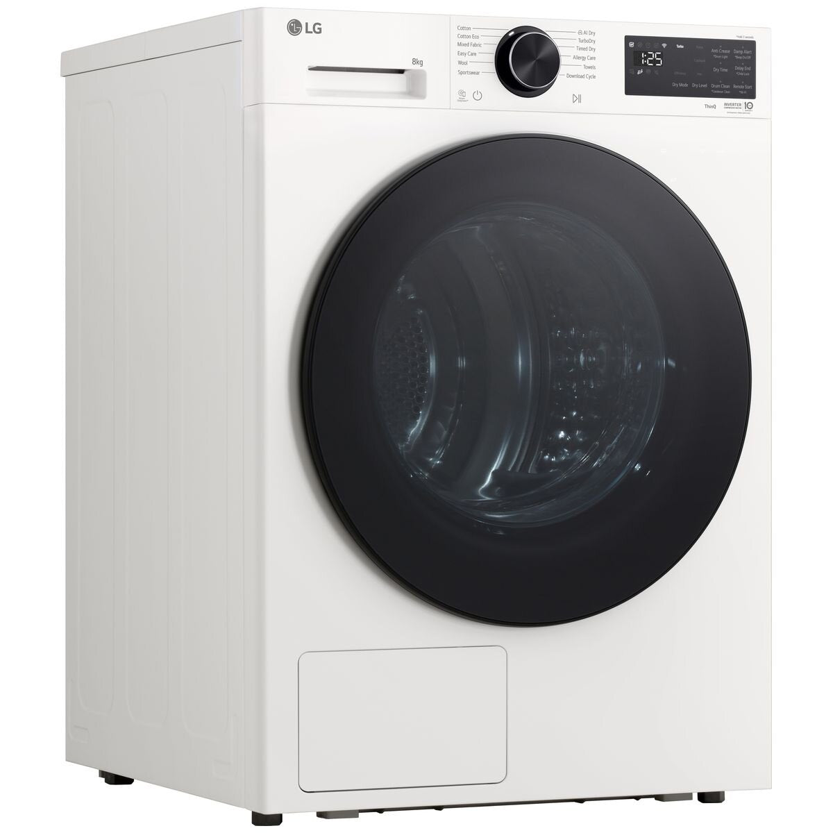 LG Series 3 8kg Heat Pump Dryer - White, 8 Star Energy Rating, Auto Cleaning Condenser - DXH3-08W