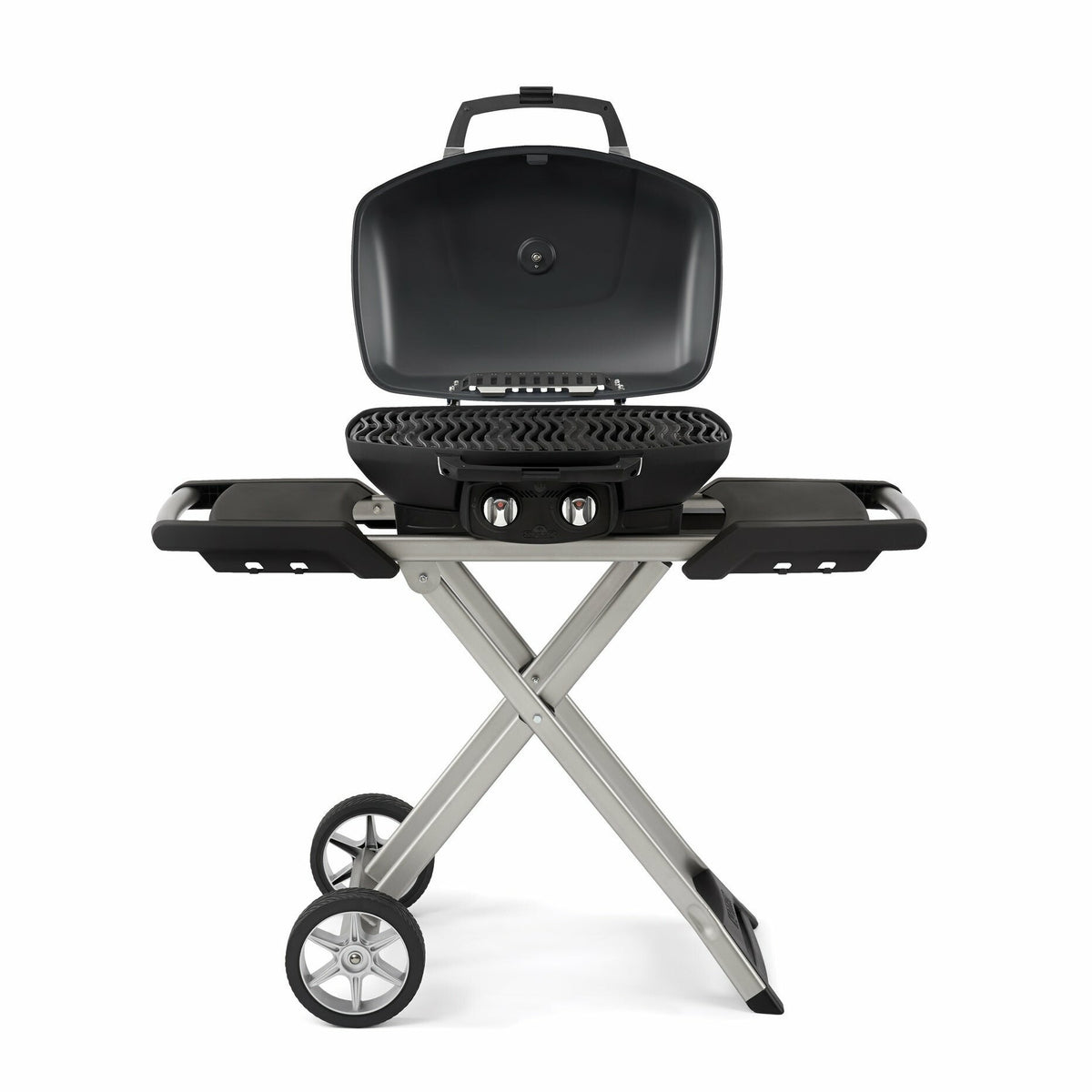 Napoleon Travel Q Pro 285 LPG Portable BBQ with Scissor Cart - High Lid, Black - PRO285-X-BK-AU
