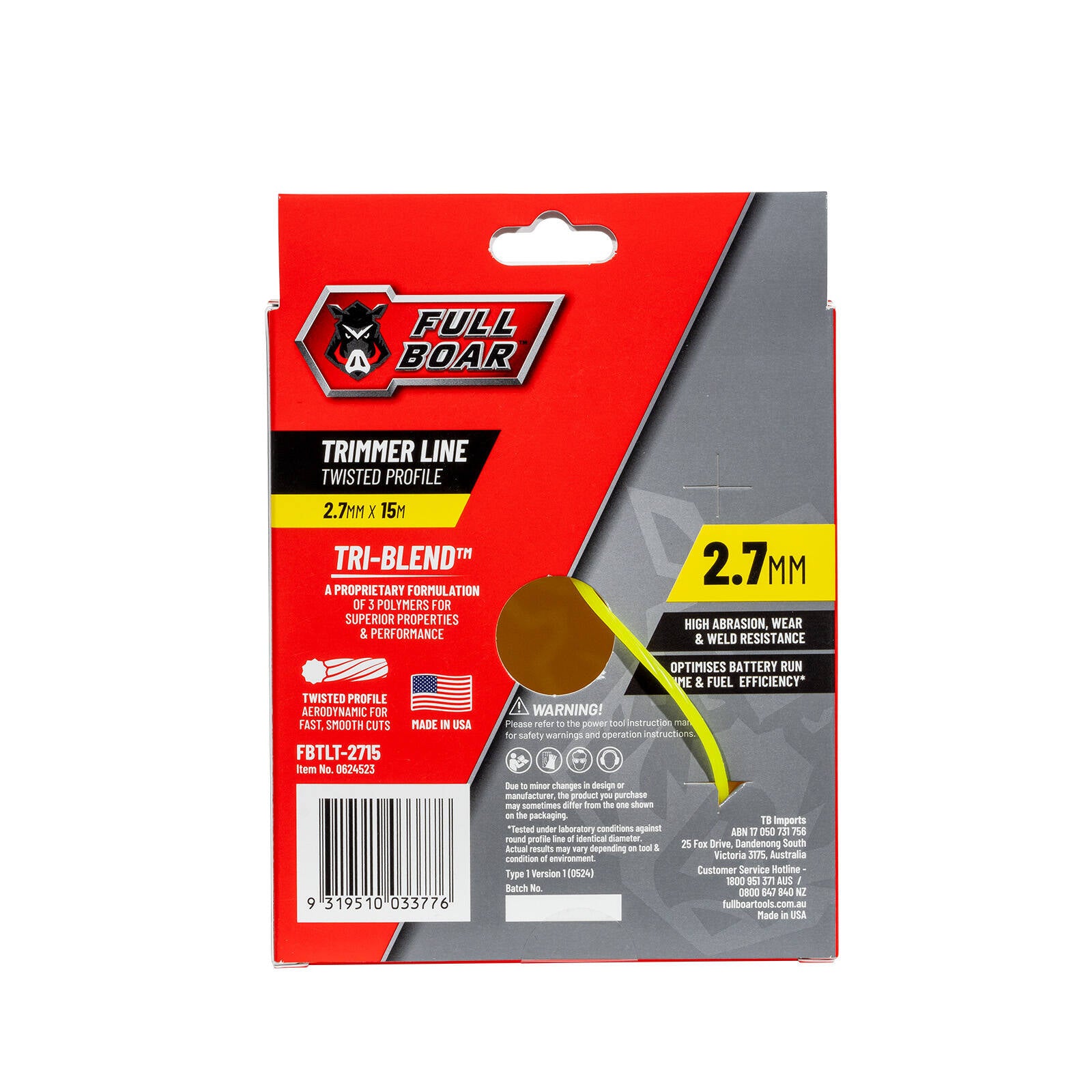 Full Boar 2.7mm x 15m Twisted Profile Trimmer Line