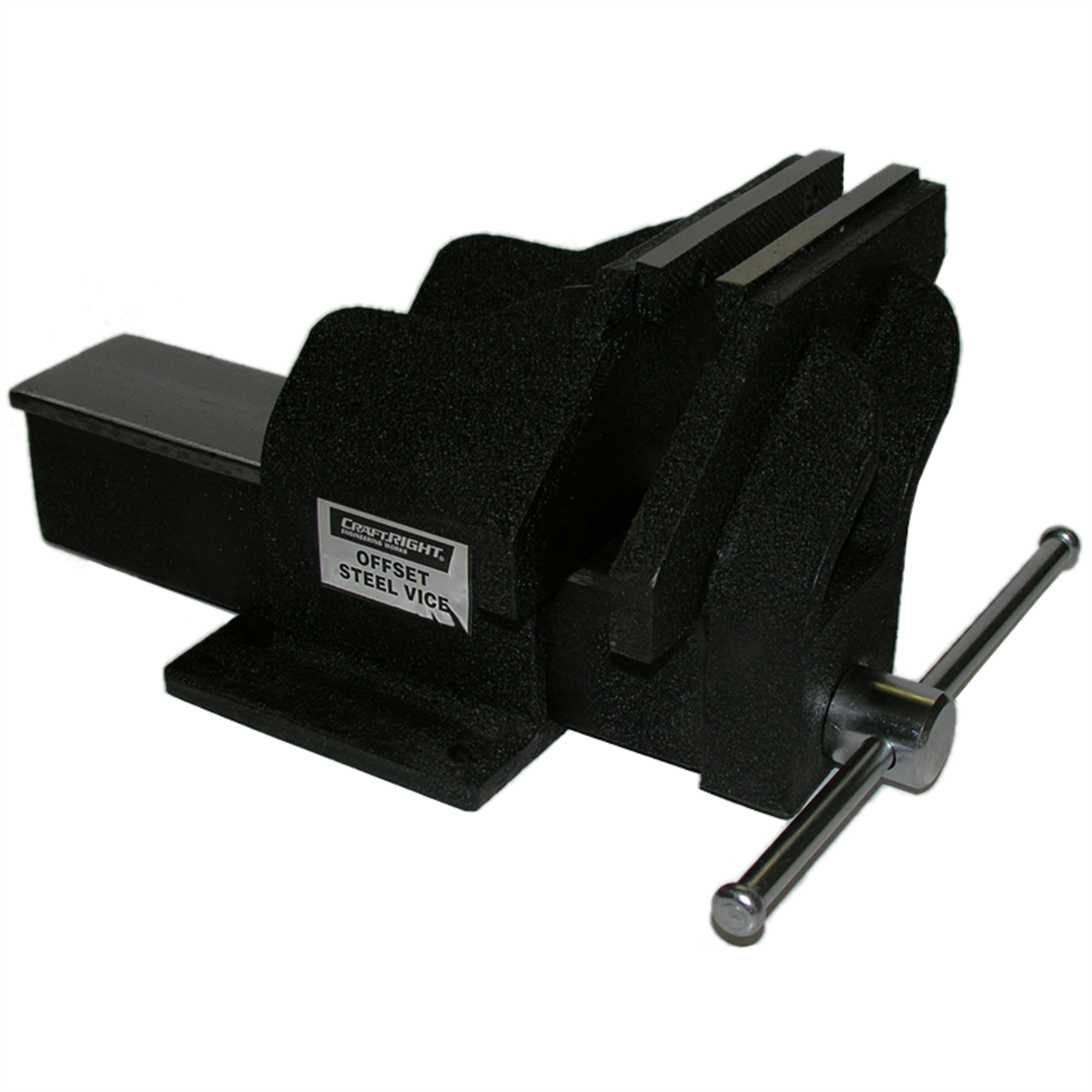 Craftright 150mm Offset Steel Vice - 190mm Jaw, Fixed Base, Black