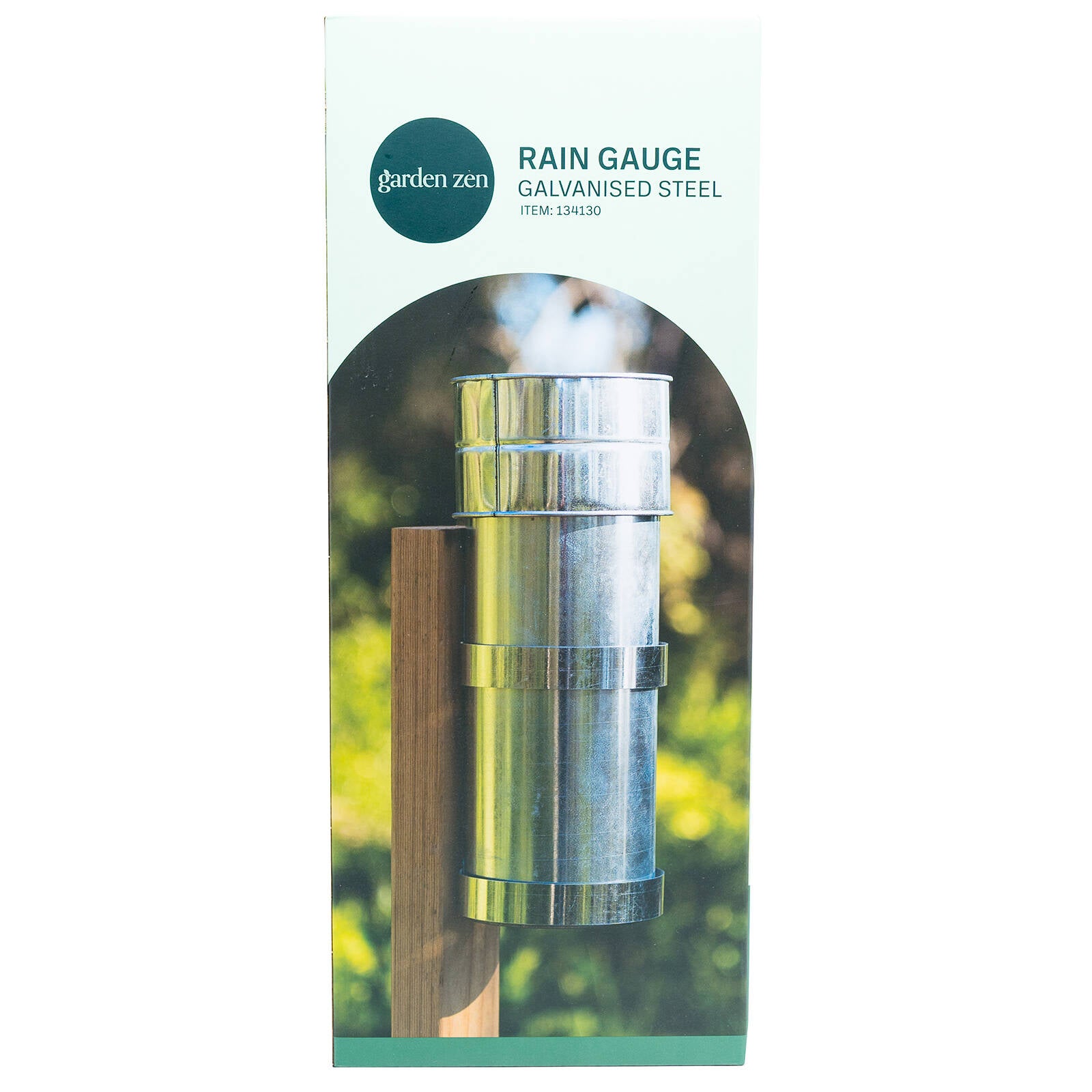 Garden Zen Metal Rain Gauge, Galvanised Steel & Glass, Bracket Mount