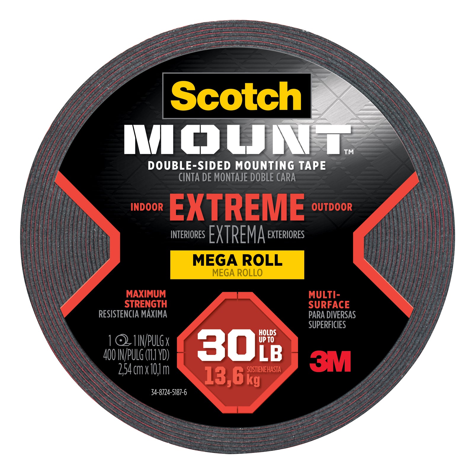 Scotch-Mount Extreme Double-Sided Mounting Tape Mega Roll - 2.54cm x 10.1m
