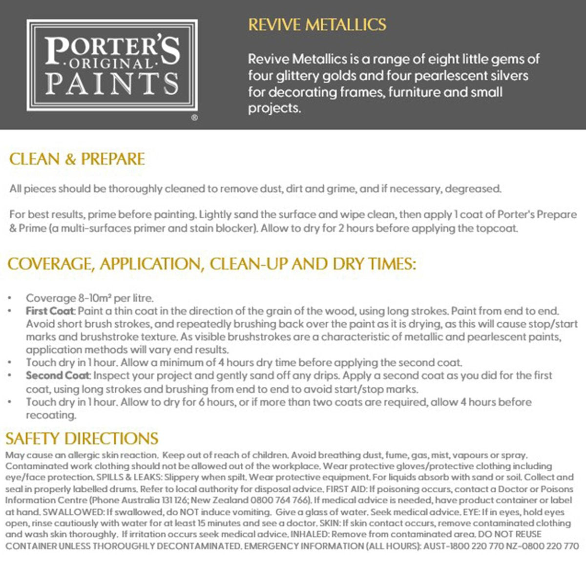 Porter's Paints 100ml Metallic Luxe Furniture Paint