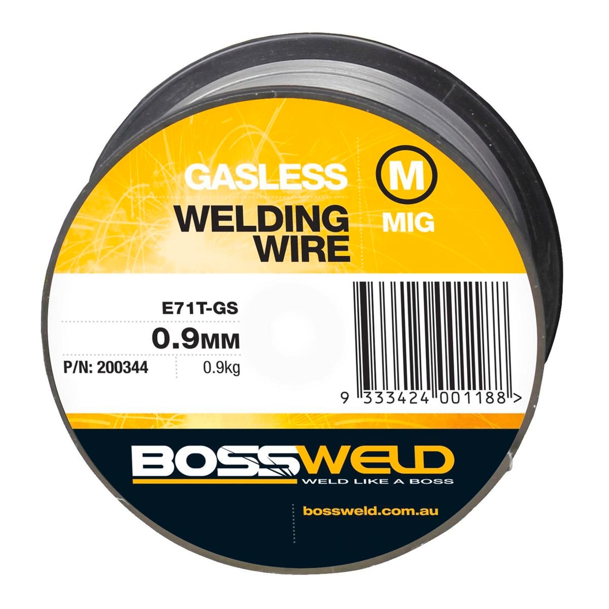 Bossweld Gasless MIG Wire - 0.9mm x 0.9kg - Flux Cored - Thin Steel - SuperSaverAU - view 1