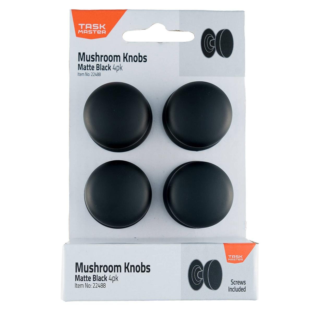 Taskmaster Mushroom Knobs Matte Black - 4 Pack Cabinet Knobs