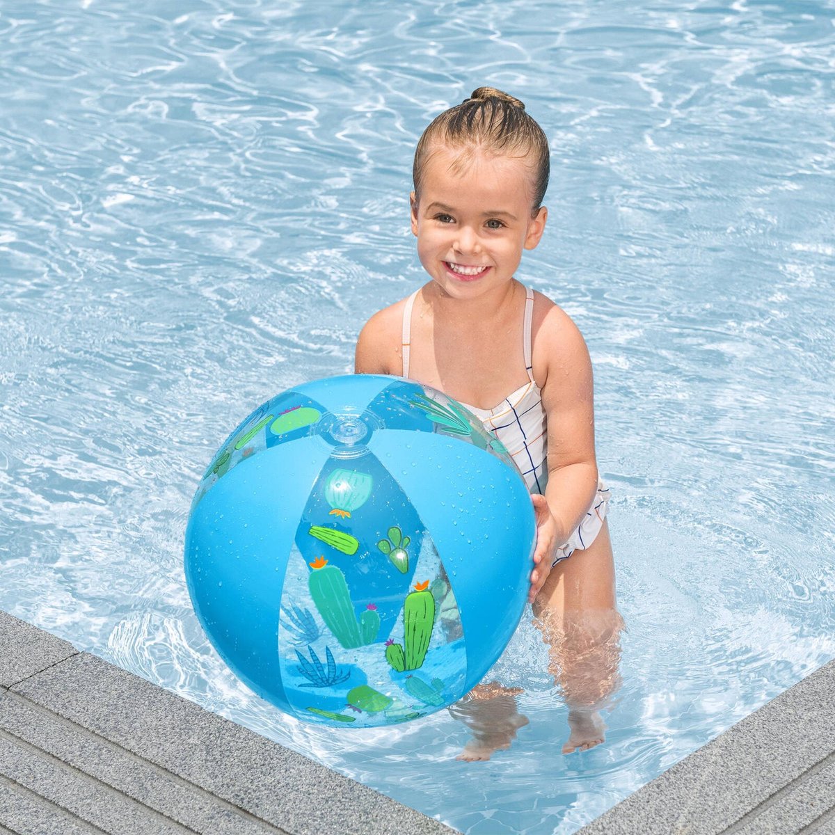 Bestway Blue Cactus Groove N Splash Beach Ball - 340mm - For Ages 2+ - Easy Inflate - SuperSaverAU - view 2