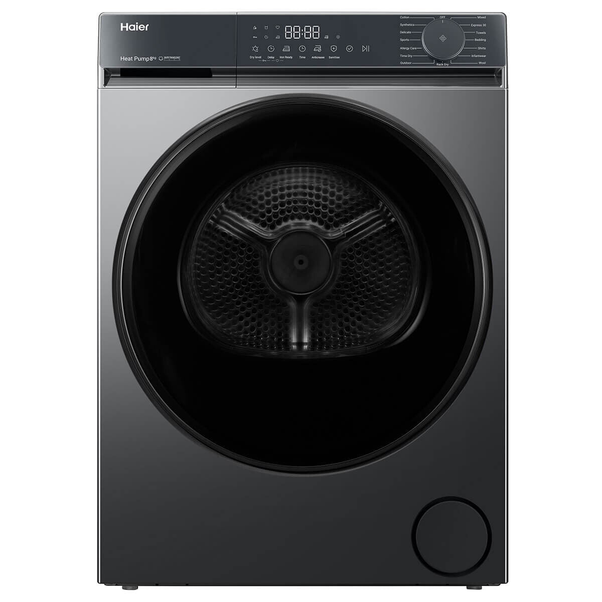 Haier 300 Series 8.5kg Front Load Washer & 8kg Heat Pump Dryer - Black - Express 15 - HWF85KB1HDHPS80KB1