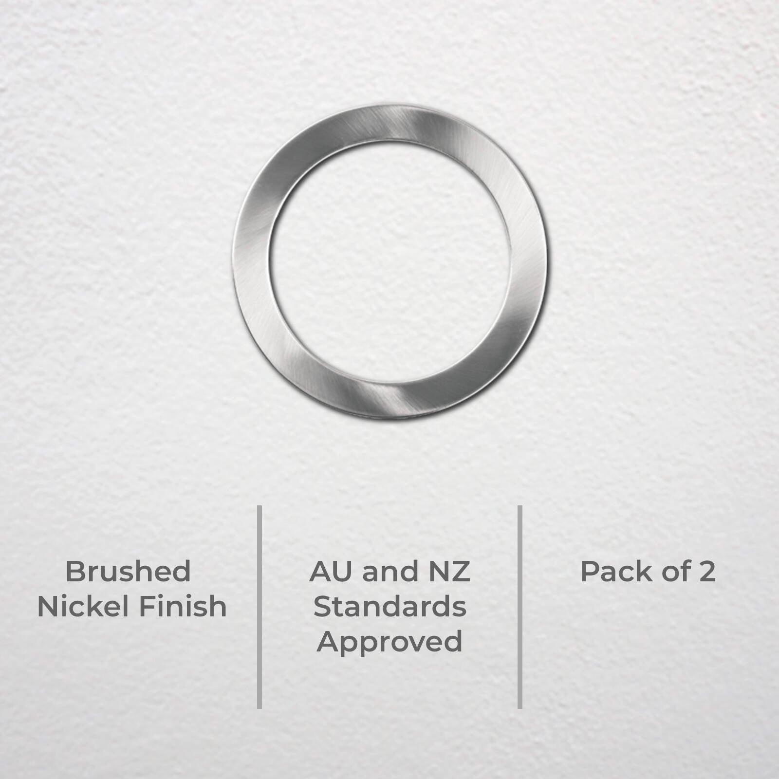 Deta 90mm Twist On Downlight Frames, Brushed Nickel, 2 Pack, Indoor DET001