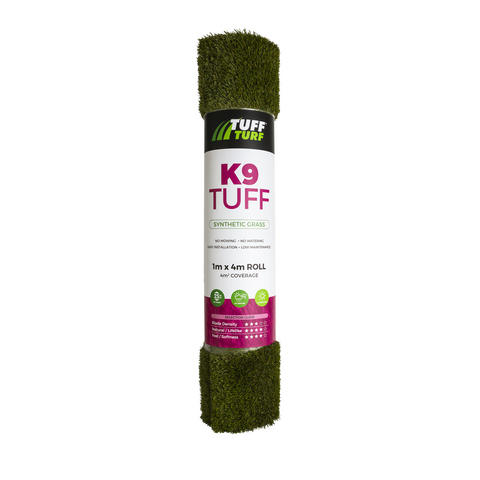 Tuff Turf K9 1m x 4m 25mm Pile PE Synthetic Turf Pre-Packed Roll