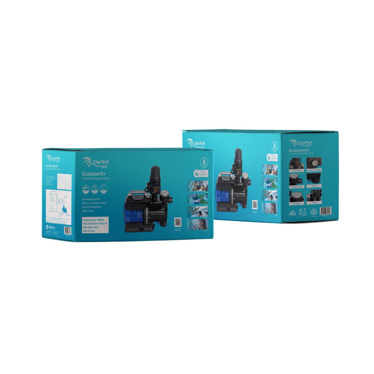 ClayTech Ecoboost 3+ Constant Pressure Pump, Self-Priming Polymer Jet Pump