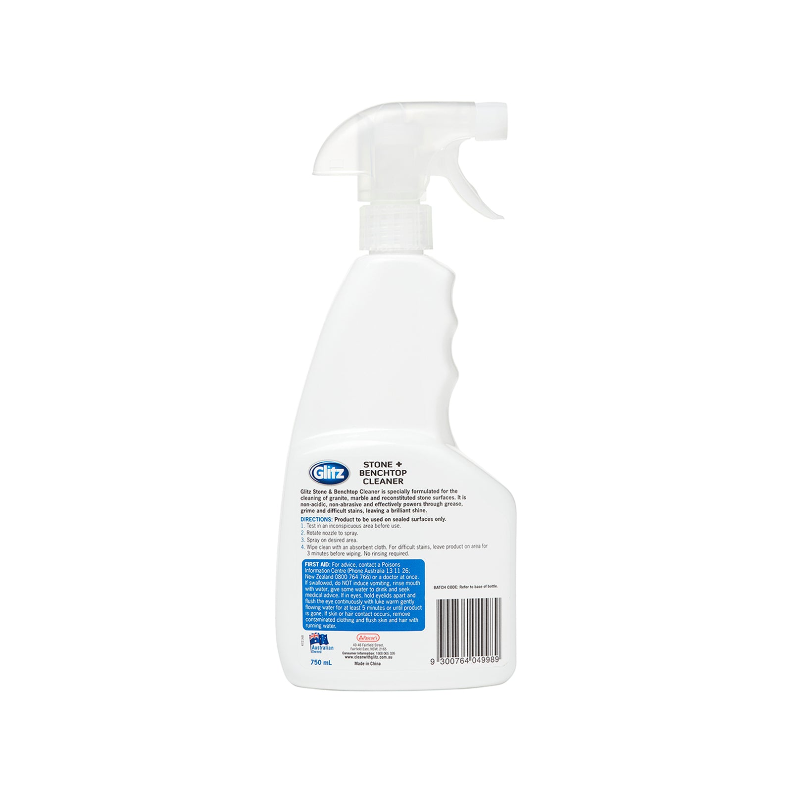 Glitz Stone and Benchtop Cleaner Concentrate, Non-Acidic, 750ml