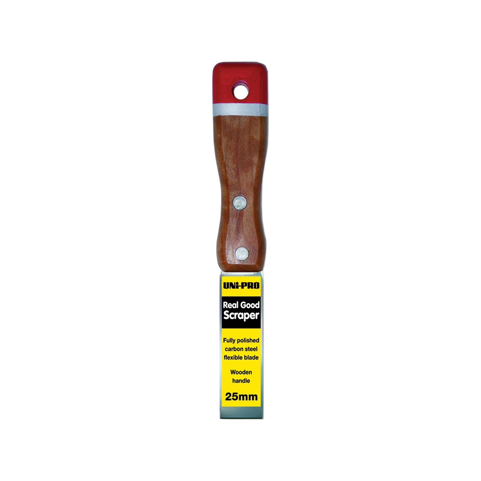 Uni-Pro Real Good Paint Scraper, 25mm Carbon Steel Blade, Wooden Handle