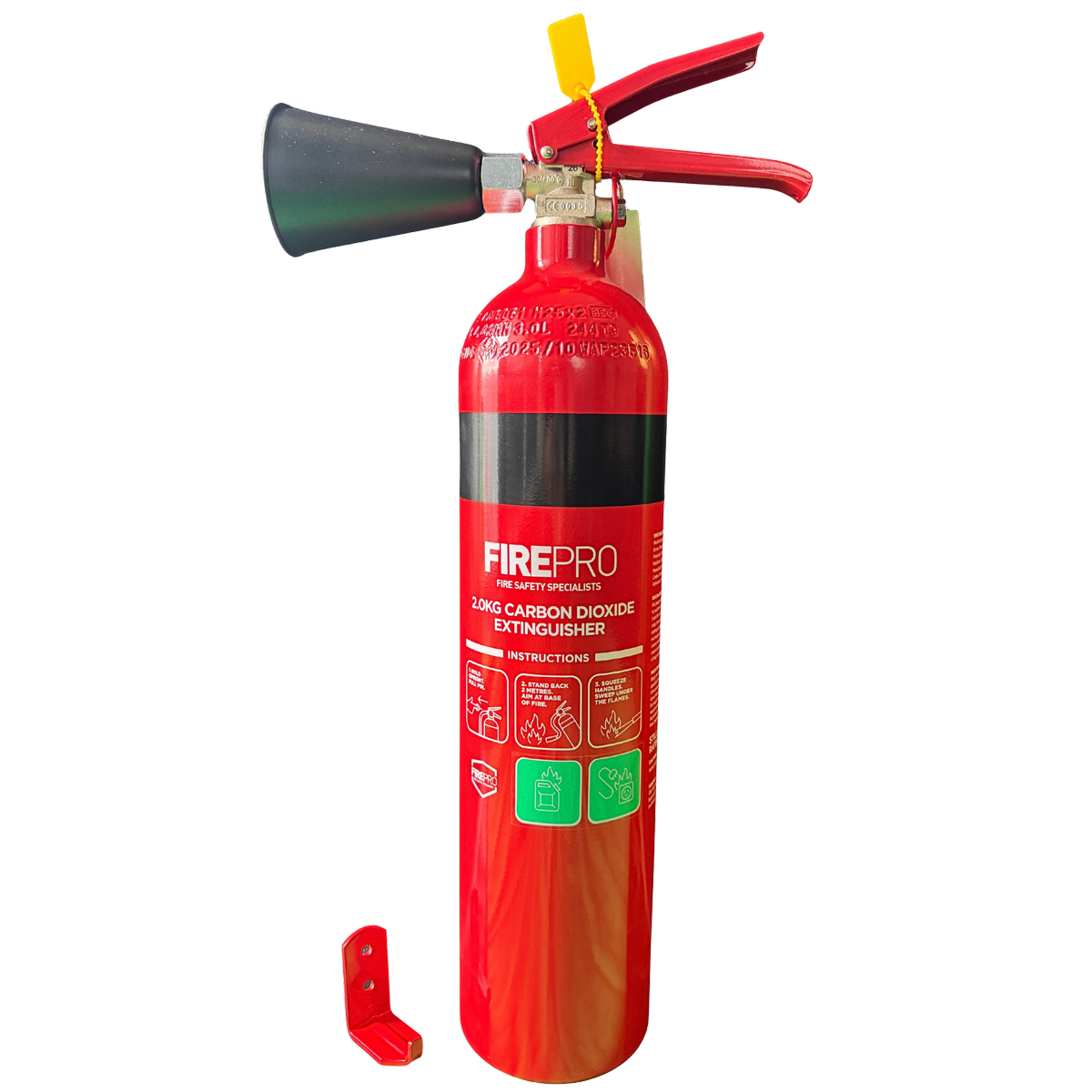 Firepro 2kg CO2 Fire Extinguisher - 110mm x 530mm - Flammable & Electrical Fire Protection - SuperSaverAU - view 1