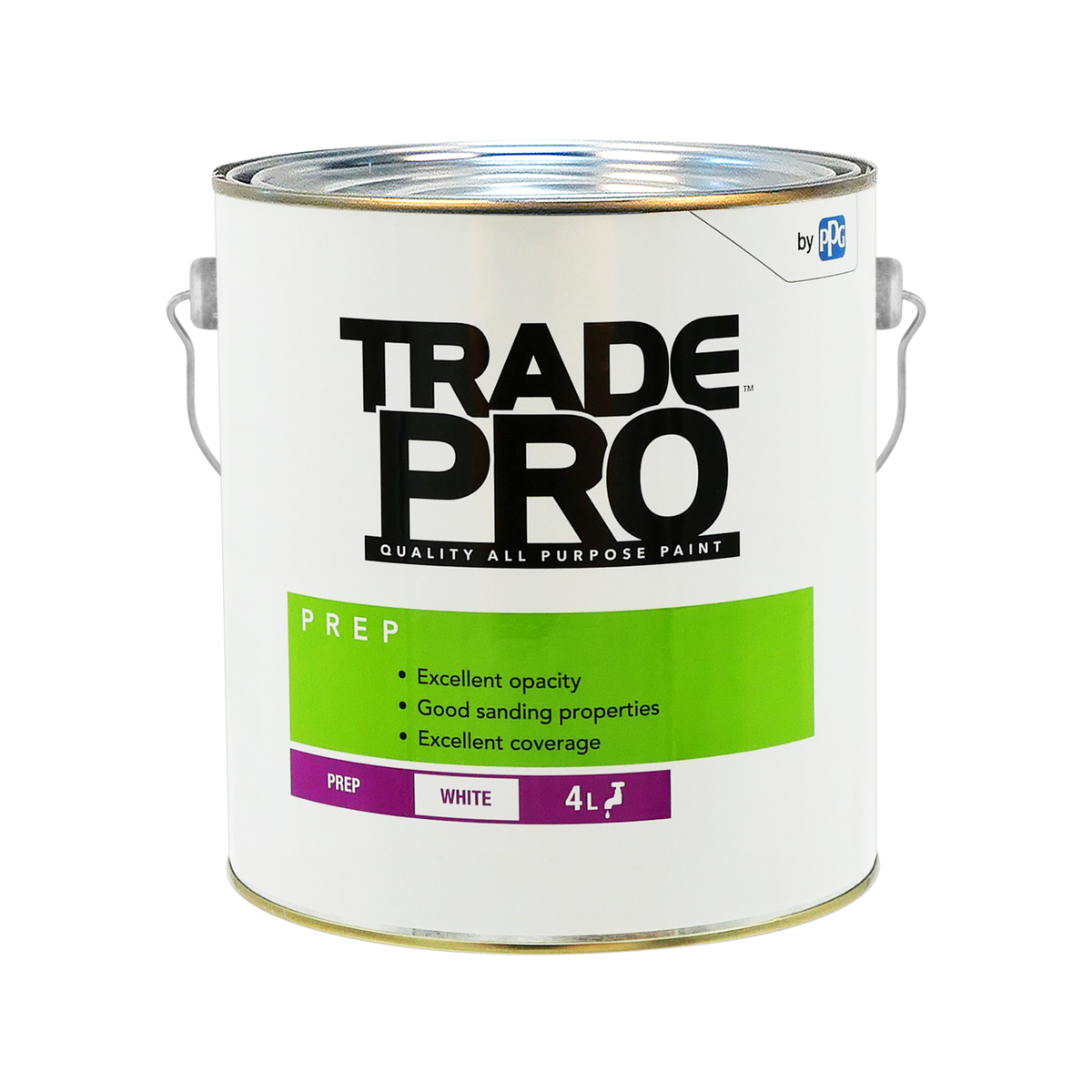 PPG TradePro Interior Prep, 4L White Flat, Tintable Water-Based Undercoat