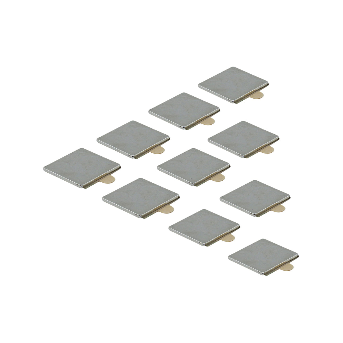 Everhang 15 x 15mm Neodymium Square Adhesive Magnet 10 Pack - Silver