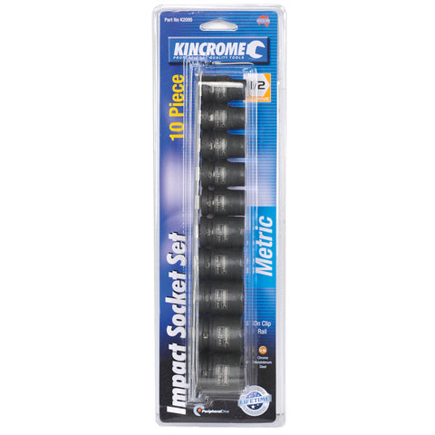 Kincrome 1/2" Drive 10 Piece Impact Socket Set - 10-24mm, Chrome Molybdenum Steel