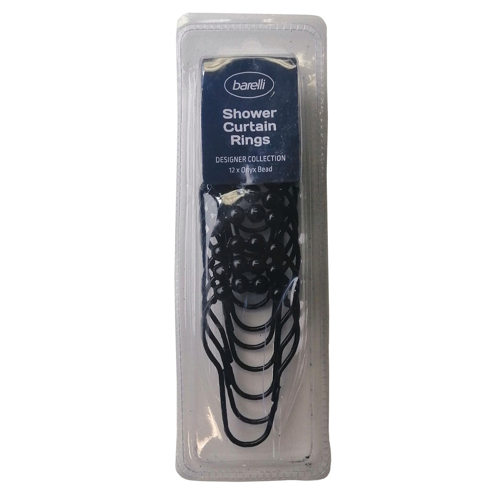 Barelli Shower Curtain Rings - Black Metal 12 Pack