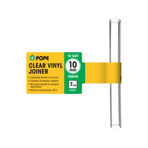 Pope 10mm x 7cm Clear Vinyl Tubing Joiner - Food Grade PVC Connector
