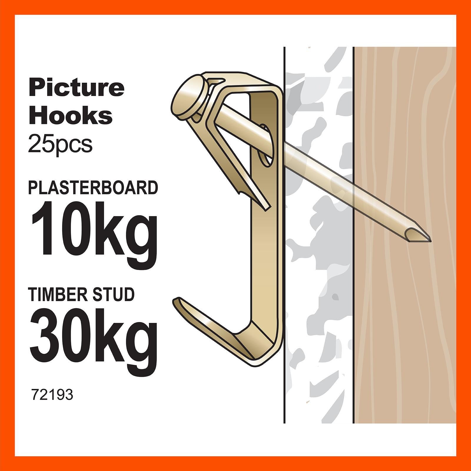 Everhang 30kg Brass Plated Steel Heavy-Duty Picture Hanging Angle Drive 25 Pack