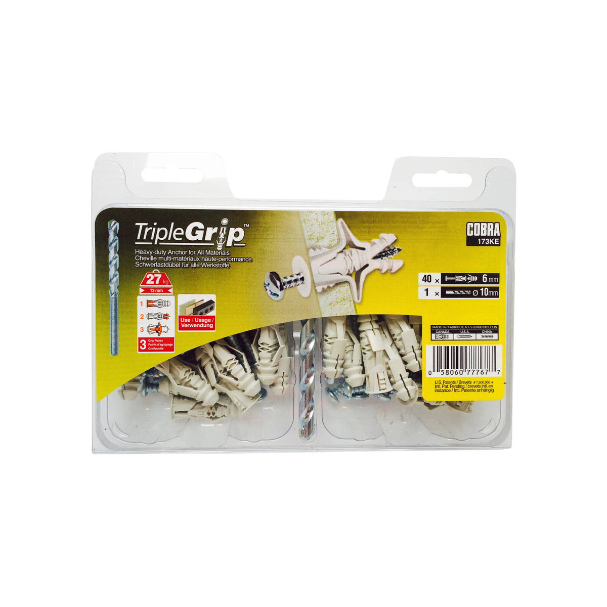 Cobra 6.0mm 173KE Triple Grip Anchor Screws - 40 Pack