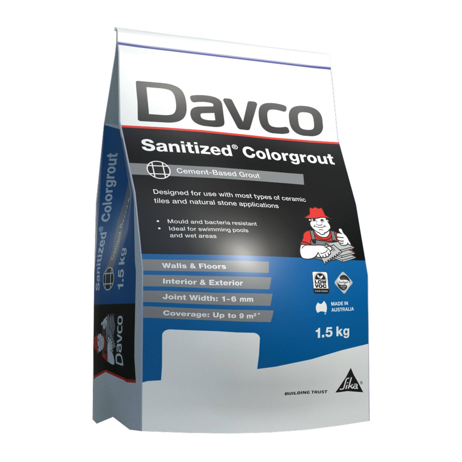Davco Sanitized Colourgrout #03 Gunmetal Grey 1.5kg Mould-Resistant Sanded Grout