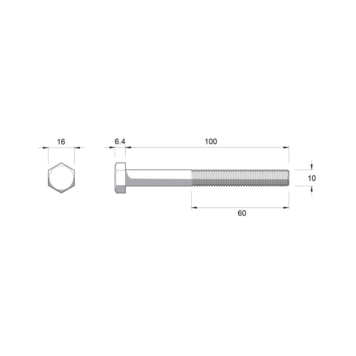 Zenith M10 x 100mm Hot Dip Galvanised Hex Head Bolts & Nuts - 25 Pack