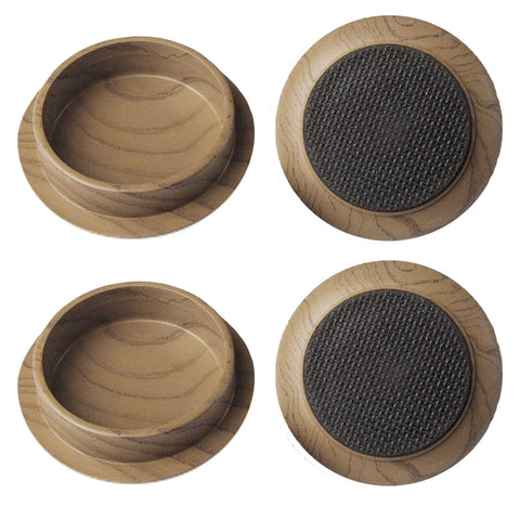 Surface Gard 66mm Dark Wood Effect Non-Slip Round Castor Cups - 4 Pack