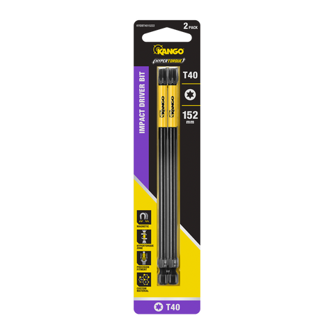 Kango 152mm TX40 HYPERTORQUE Impact Driver Bits 2 Pack - High Torque - Magnetic Tips - SuperSaverAU - view 1