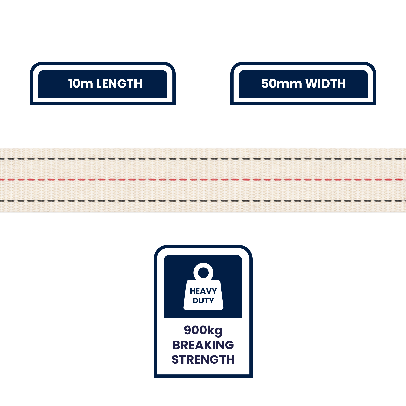 Grunt 50mm x 10m Cotton Webbing, 900kg Break Strength