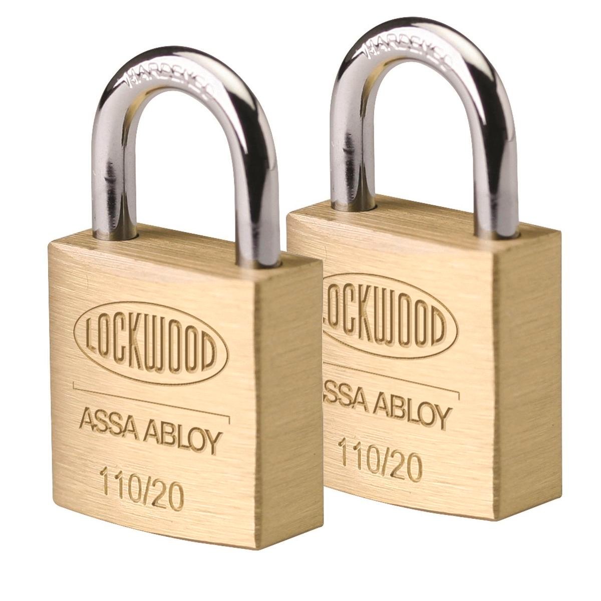 Lockwood 20mm Solid Brass 110 Series Padlocks - 2 Pack