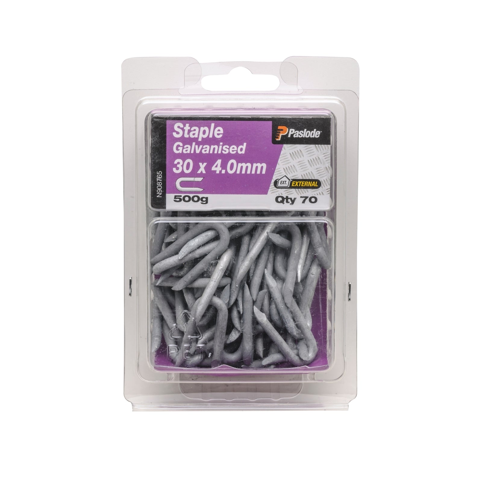 Paslode 30 x 4mm Galvanised Steel Staple Nails - 500g 70 Pack