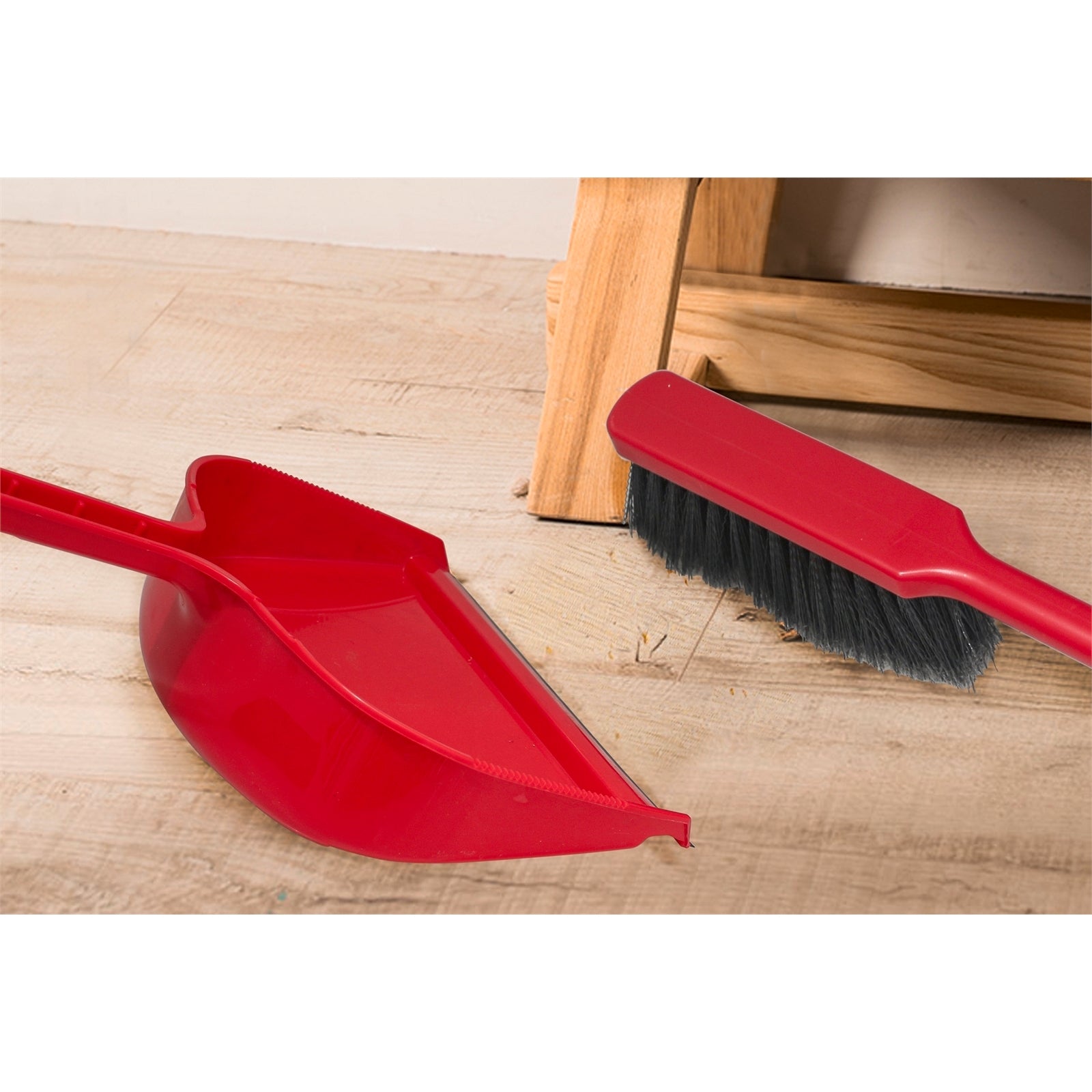 All Set Jumbo 335mm Dustpan & Brush Set, Polypropylene with PET Bristles, Red or Green