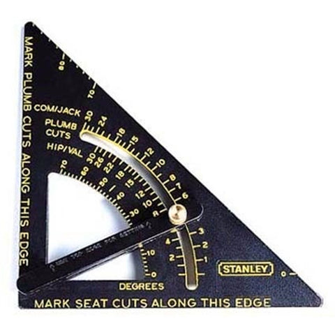 Stanley 200mm Quick Square, Heavy-Duty Aluminium, Black Speed Square, Angle Marking